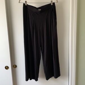 Peruvian Connection Twyla Black Wide Leg Cropped Jersey Pants M